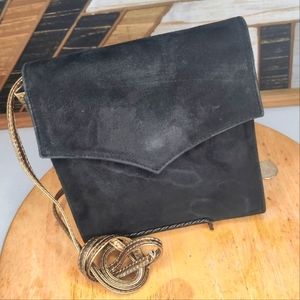 Vintage Ann Taylor Handbag Black Purse Suede & Bronze Crossbody..FOUND HER🙄